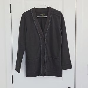 Eddie Bauer V Neck Sweatshirt Cardigan, size Large